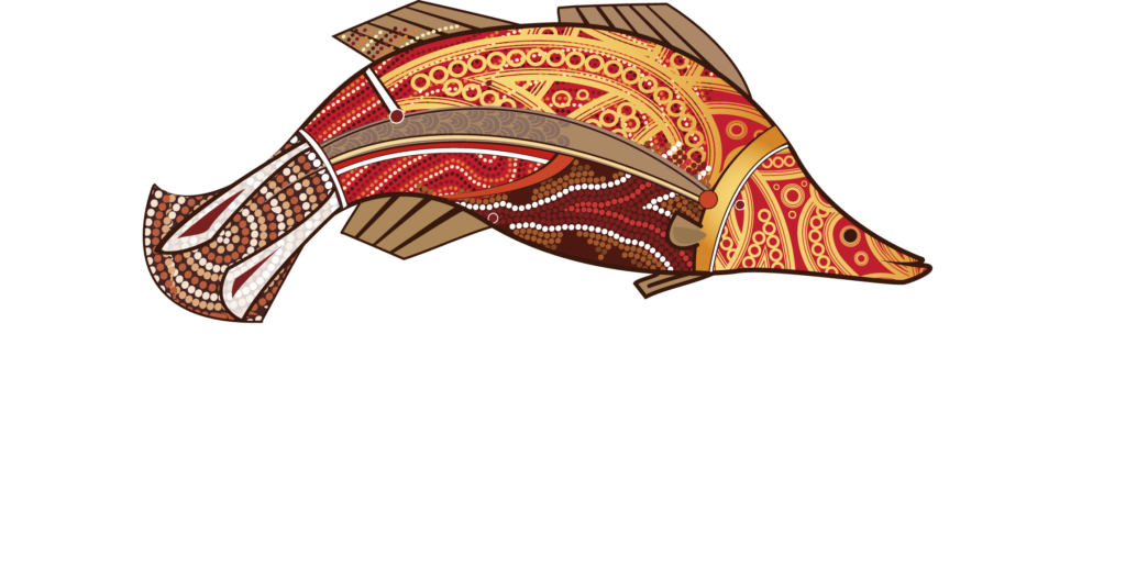 CORAL COAST LOGO coloured fish with with white text