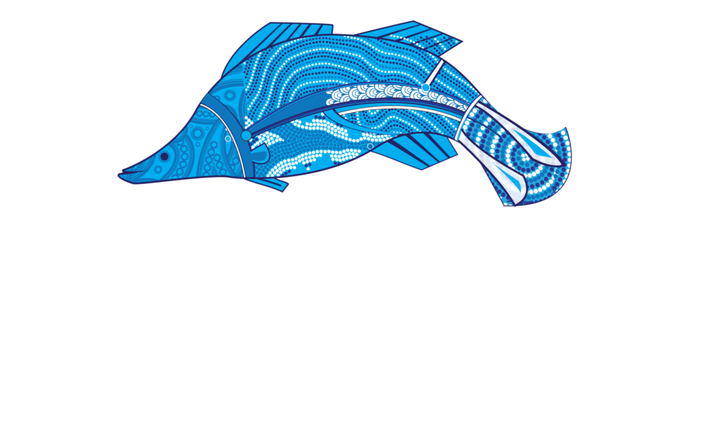 Spring Creek Barramundi Logo coloured fish with with white text